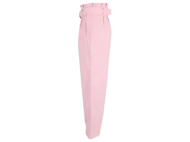 PANTALONES GANNI PAPERBAGWAIST RIPSTOP EN ALGODóN ROSA 
