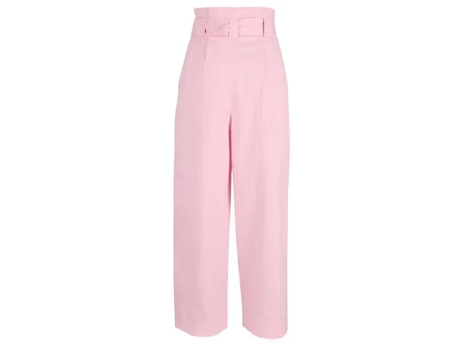 PANTALONES GANNI PAPERBAGWAIST RIPSTOP EN ALGODóN ROSA 