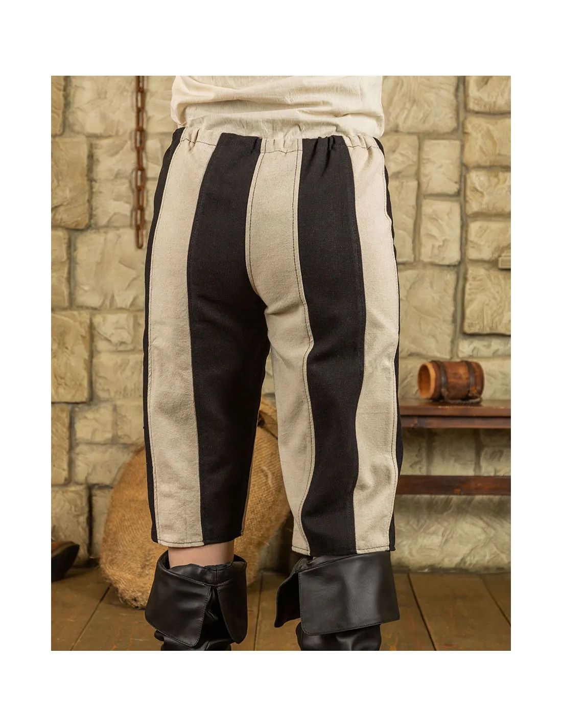 PANTALONES PIRATA EN ALGODóN MODELO JACK, NEGROCREMA
