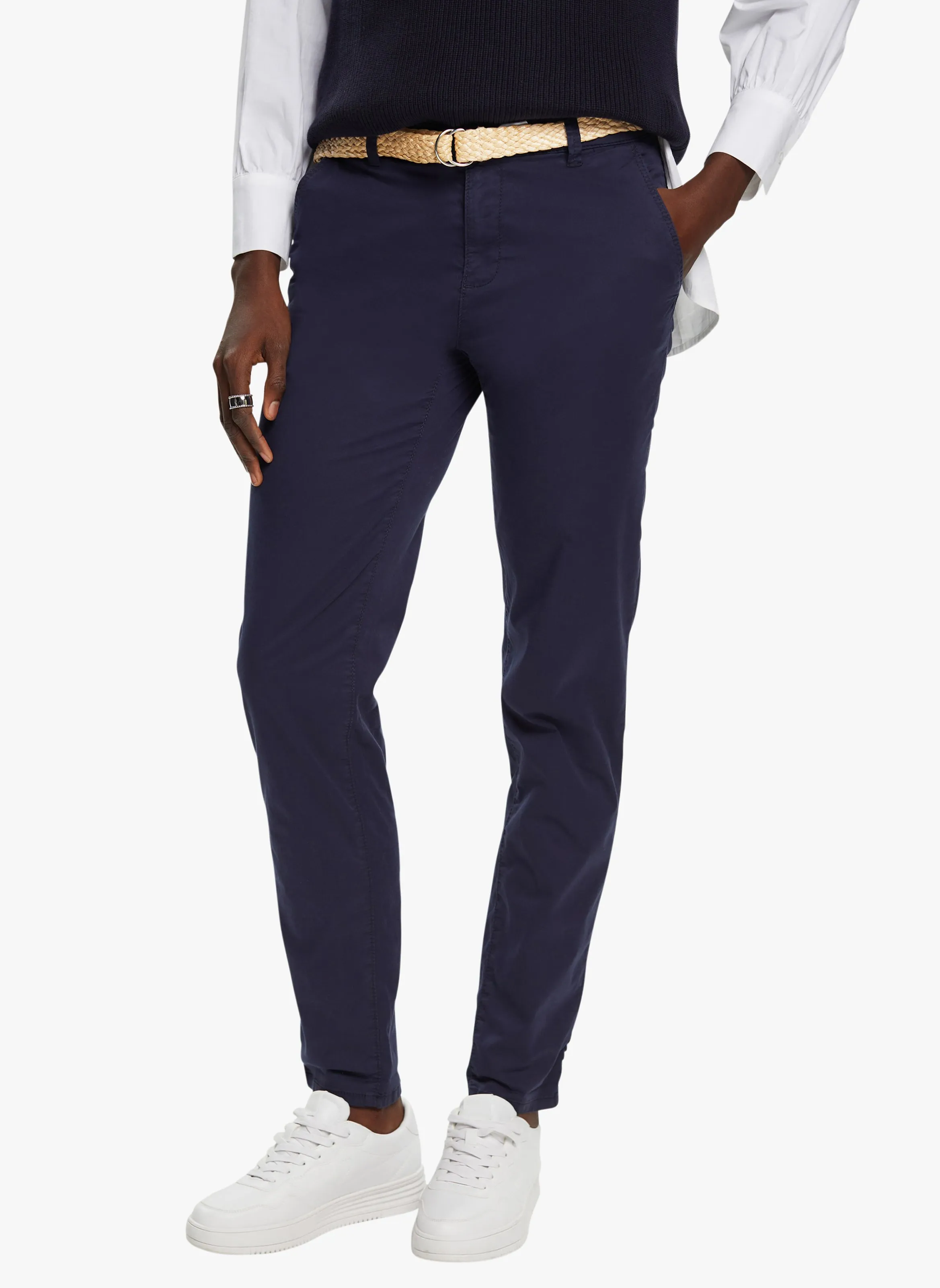 Pantalón chino de algodón elástico en azul