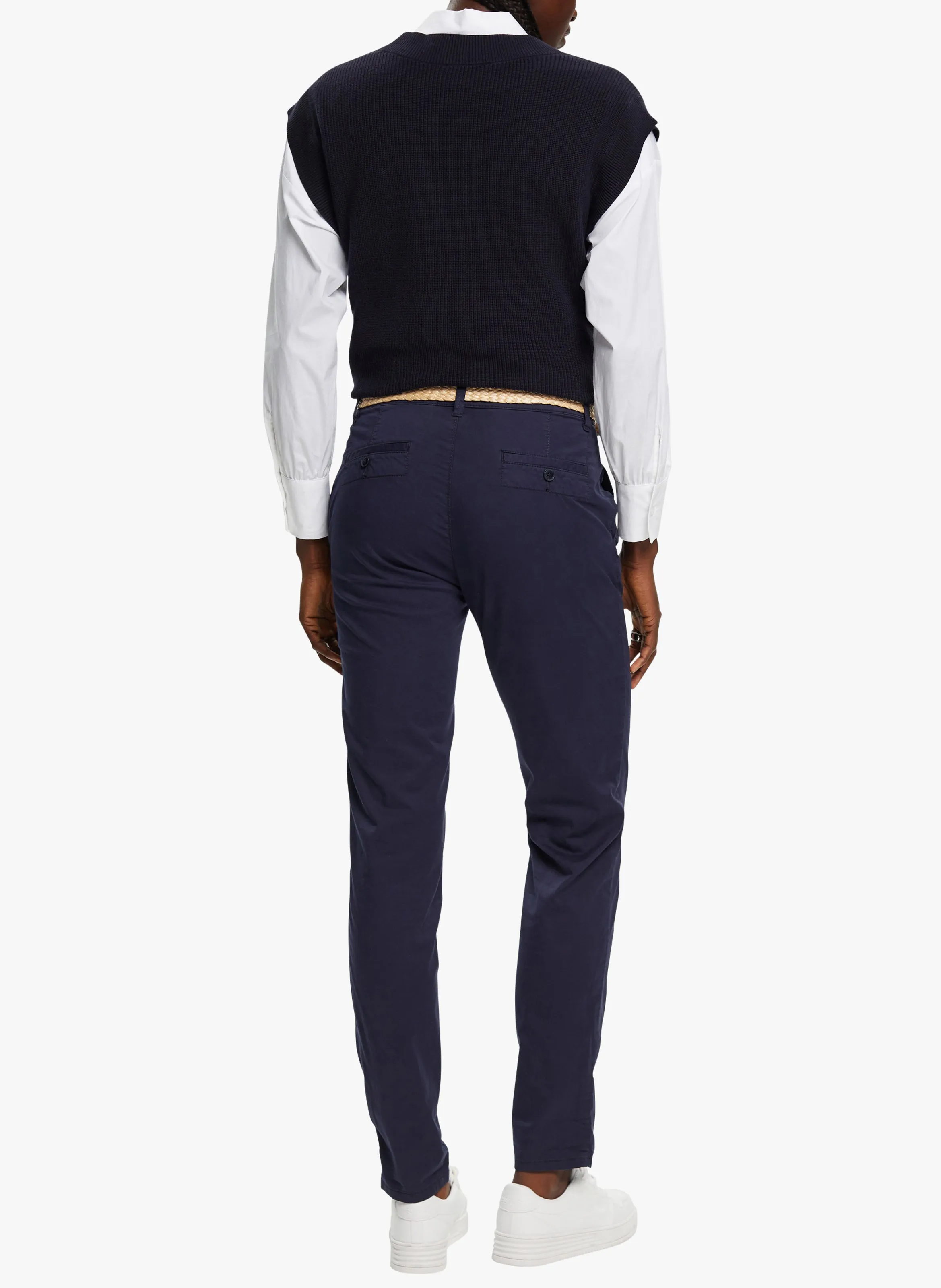 Pantalón chino de algodón elástico en azul