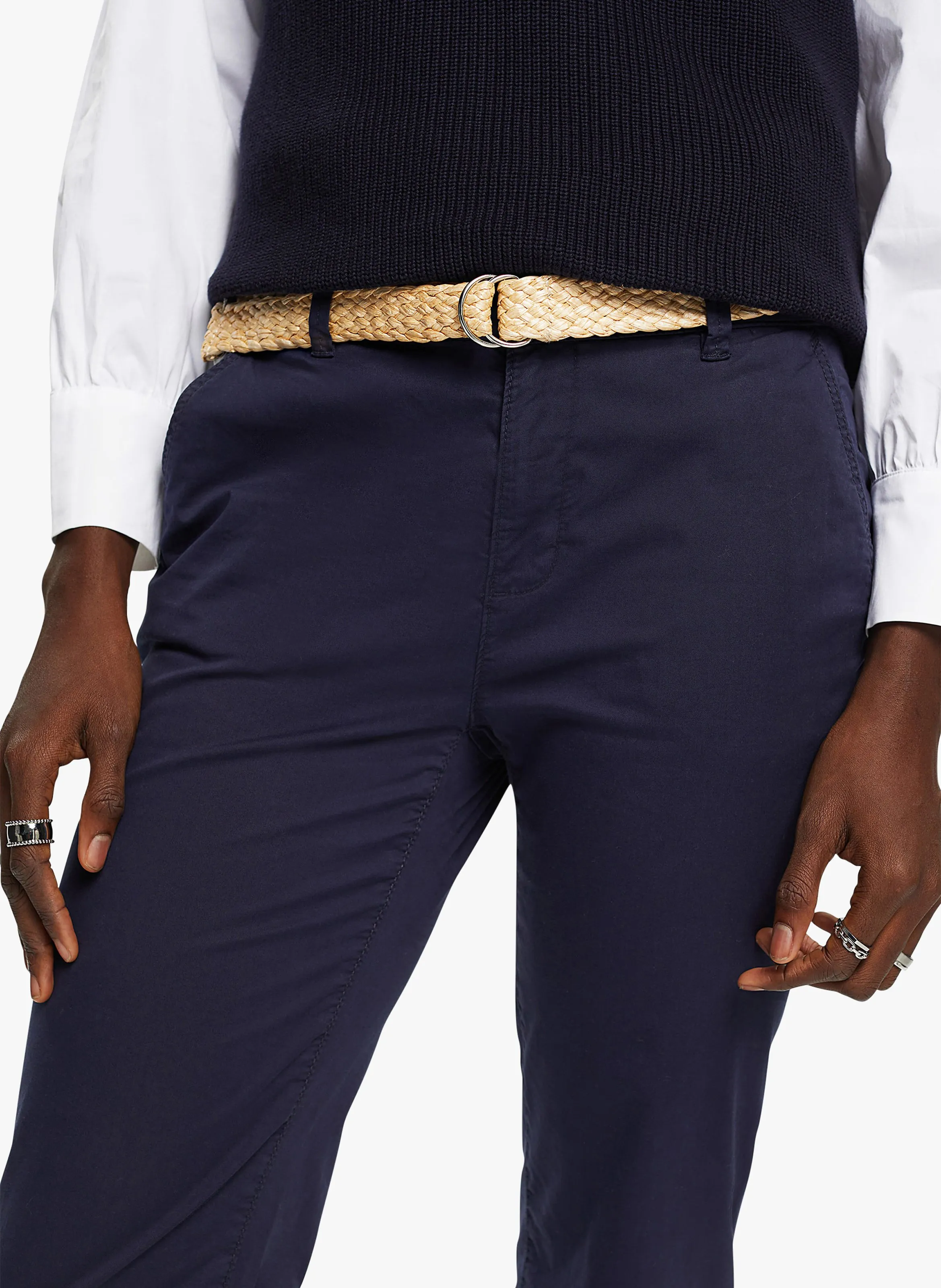 Pantalón chino de algodón elástico en azul