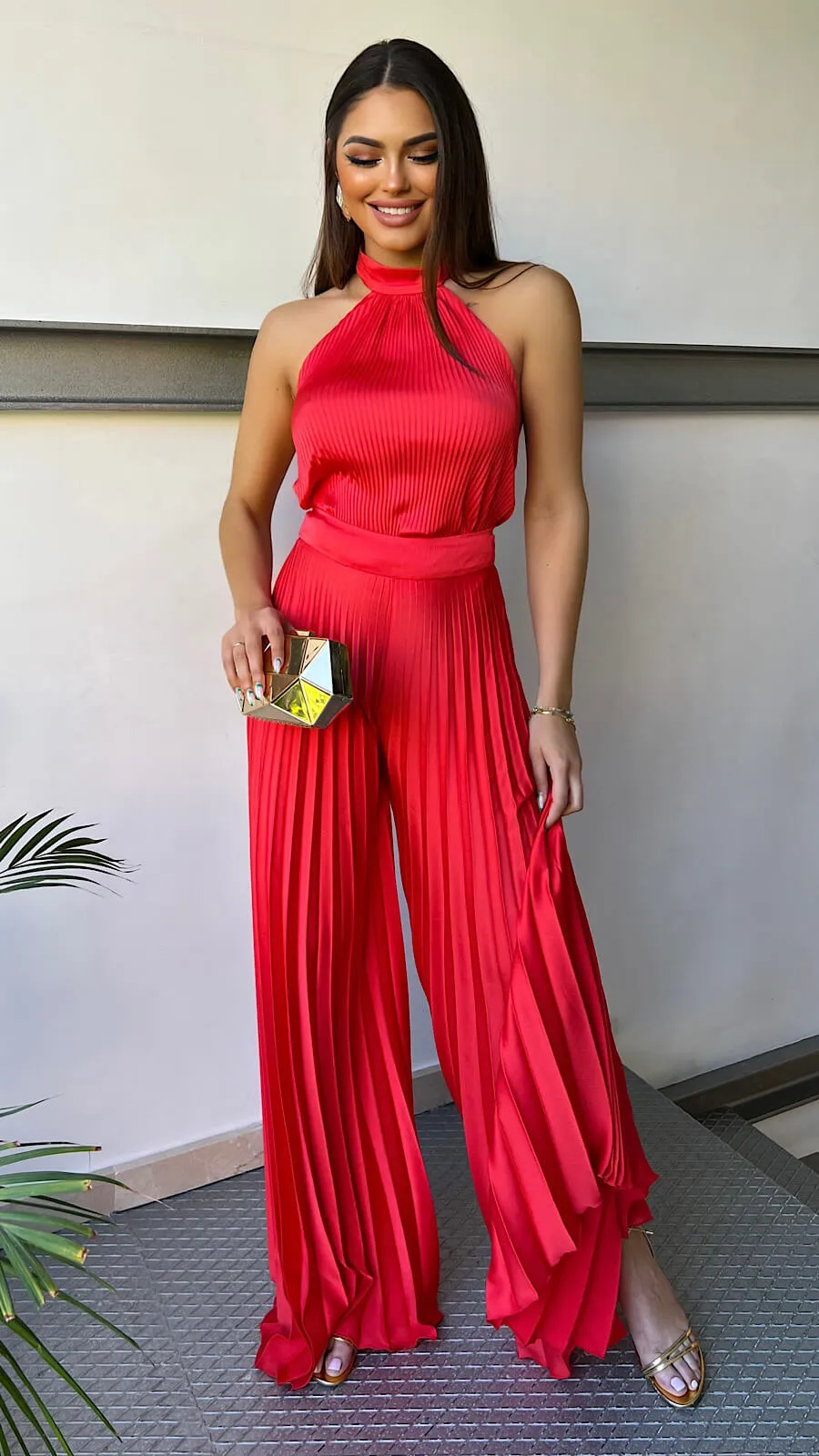 Pantalón Plisado Coral (Se Vende En Conjunto)