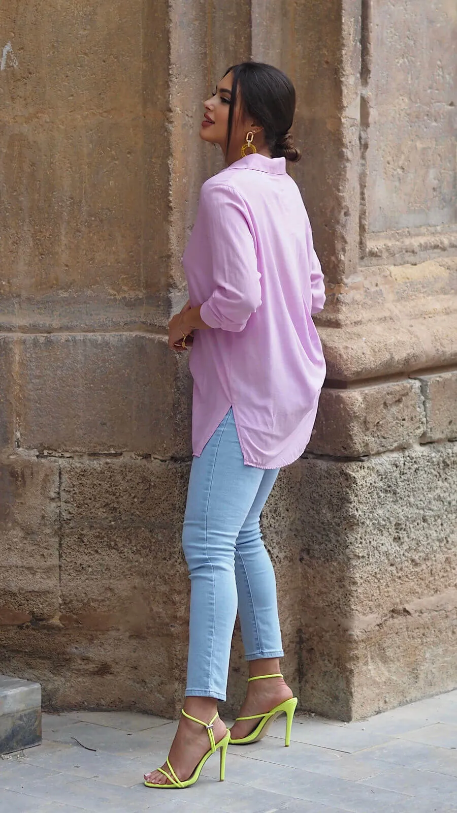 Pantalón Vaquero Tiro Alto Botones