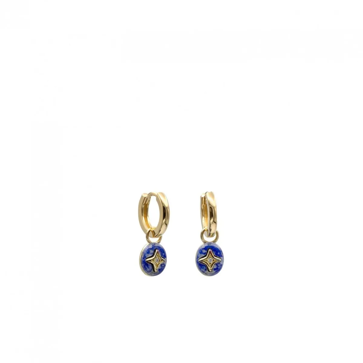 Pendientes aros con colgantes diseo redondo de lapislázuli