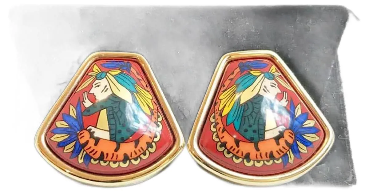 Pendientes de clip de esmalte cloisonné de Hermès 