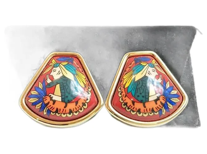 Pendientes de clip de esmalte cloisonné de Hermès 