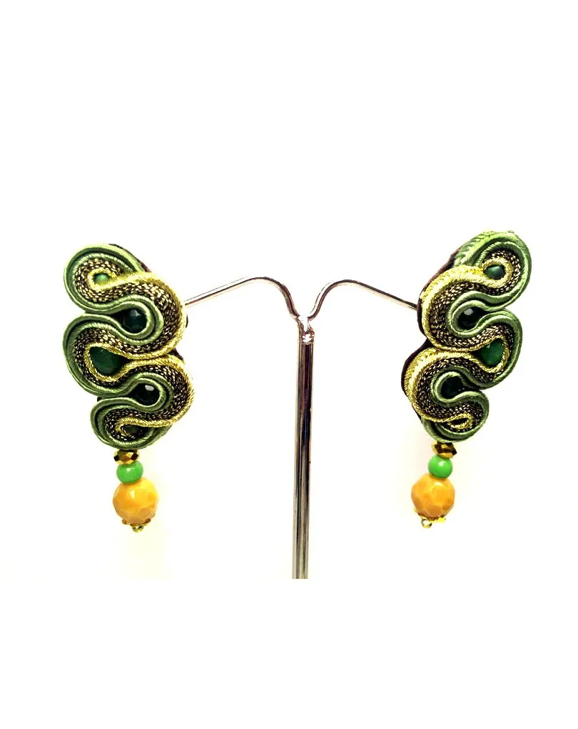 PENDIENTES FLAMENCA VERDE Y ORO
