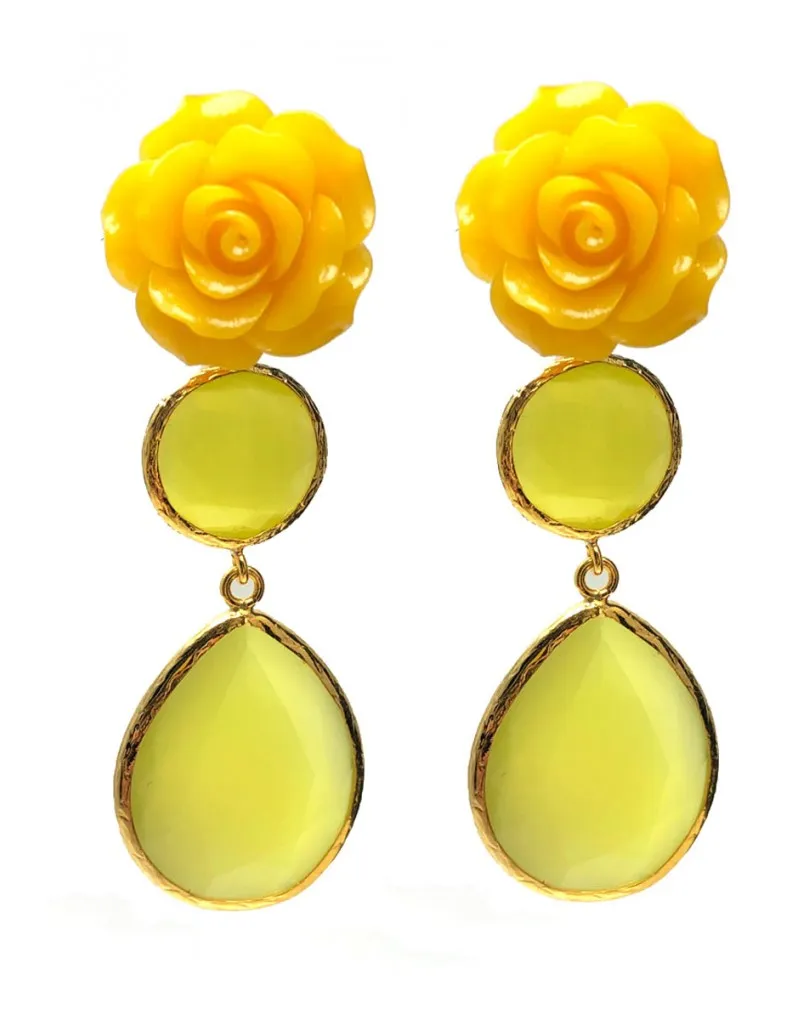 PENDIENTES MUJER AMARILLOS  BISUTERIA ALTO NIVEL  MUJER ELEGANTE