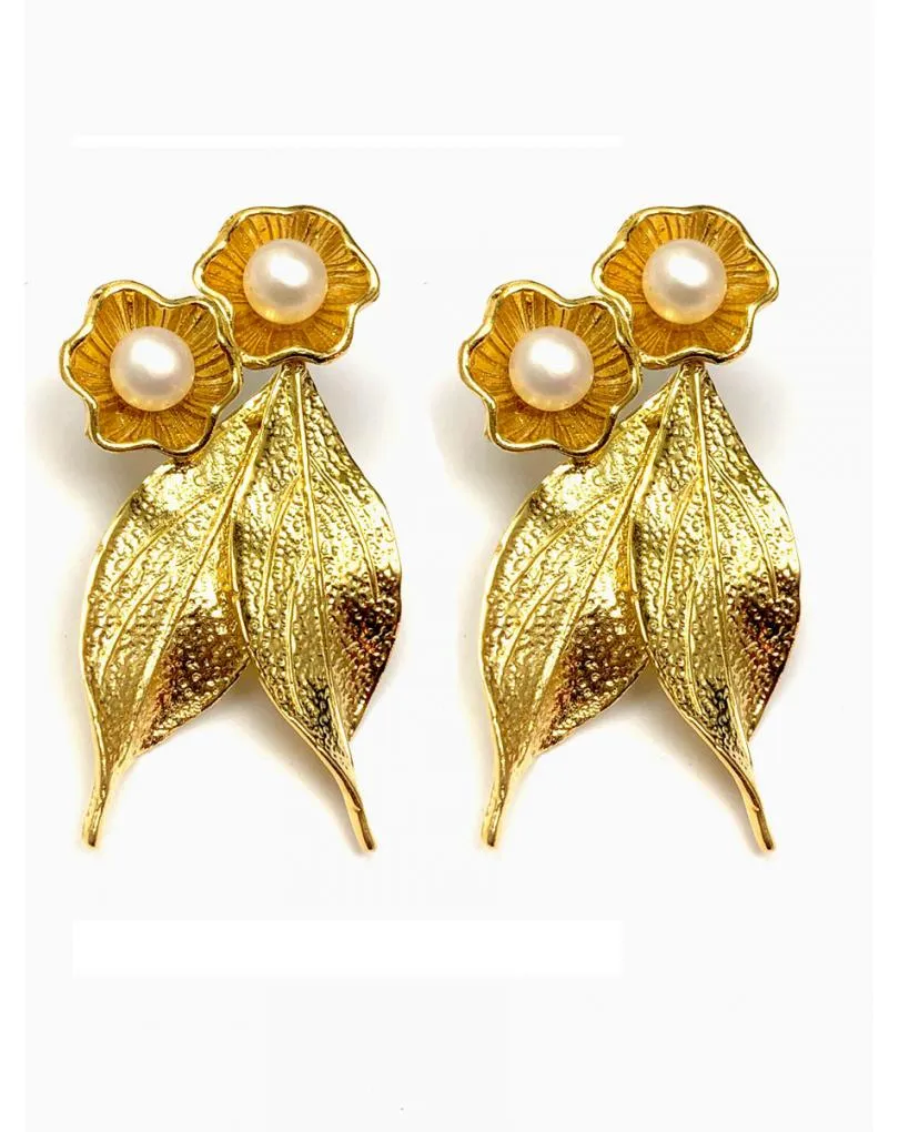 PENDIENTES MUJER DORADOS Y PERLAS, PENDIENTES DE DISEÑO ONLINE