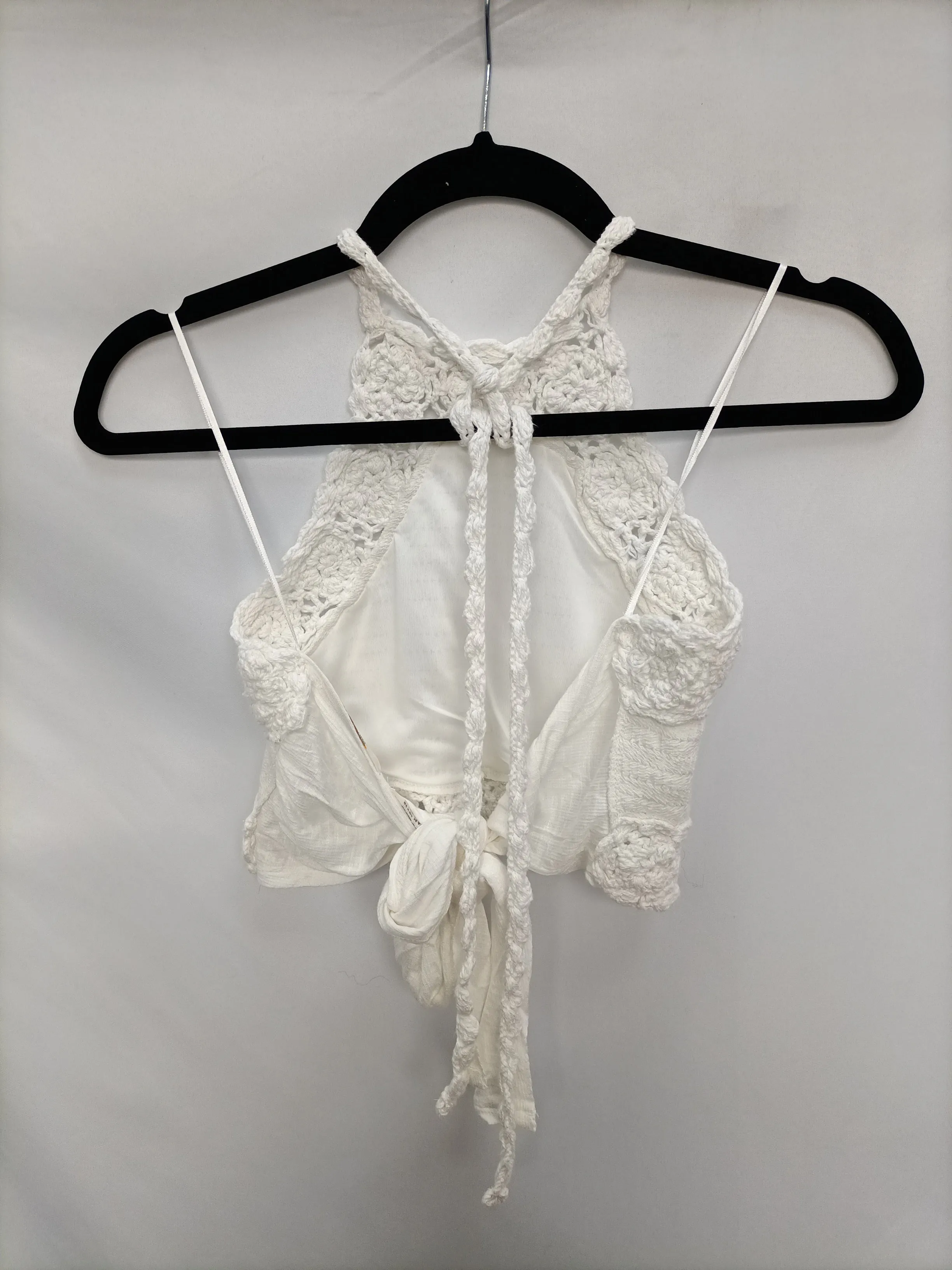 PULL&BEAR. Top blanco croché T.m