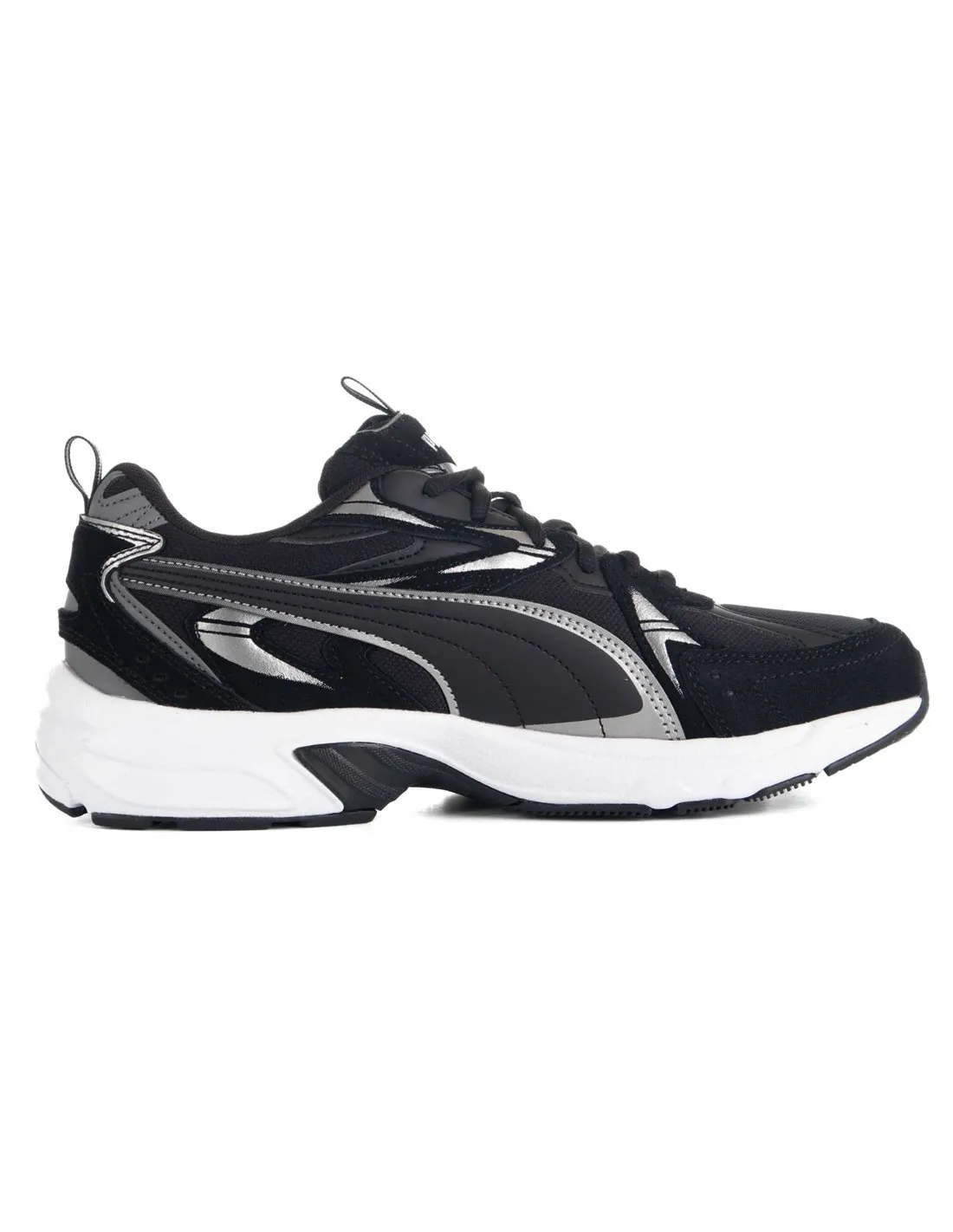 PUMA  ZAPATILLAS NEGRO Y PLATEADO MILENIO TECH SUEDE 393489 01 HOMBRE