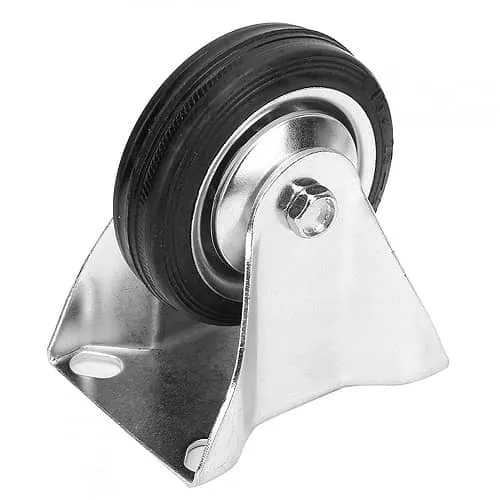 Rueda Fija Industrial De Poliuretano Sin Freno 75 Mm Negro