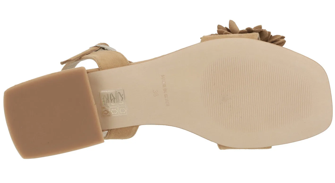 Sandalias de ante con adorno de flor para mujer