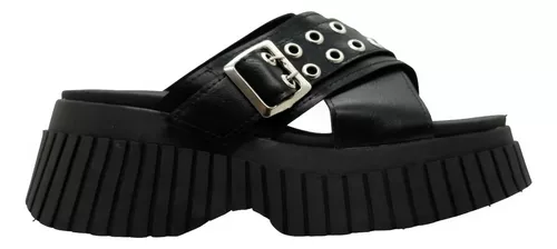 Sandalias Mujer Verano Plataforma Moda Negro Plateado Art800