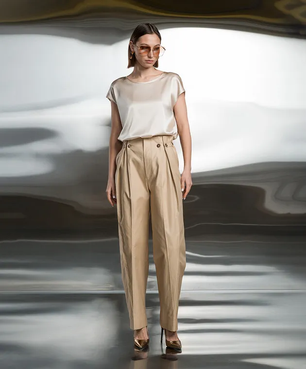 Solotre Beige silk blouse