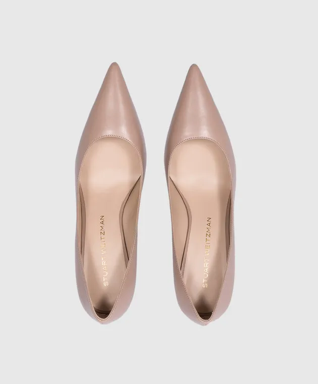 Stuart Weitzman Stuart 95 Pump beige leather pumps