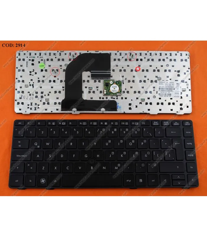 TECLADO HP E.B. 8460P 8410P 8470P 8470W MARCO BK (POINT STICK,WIN8) BK LA