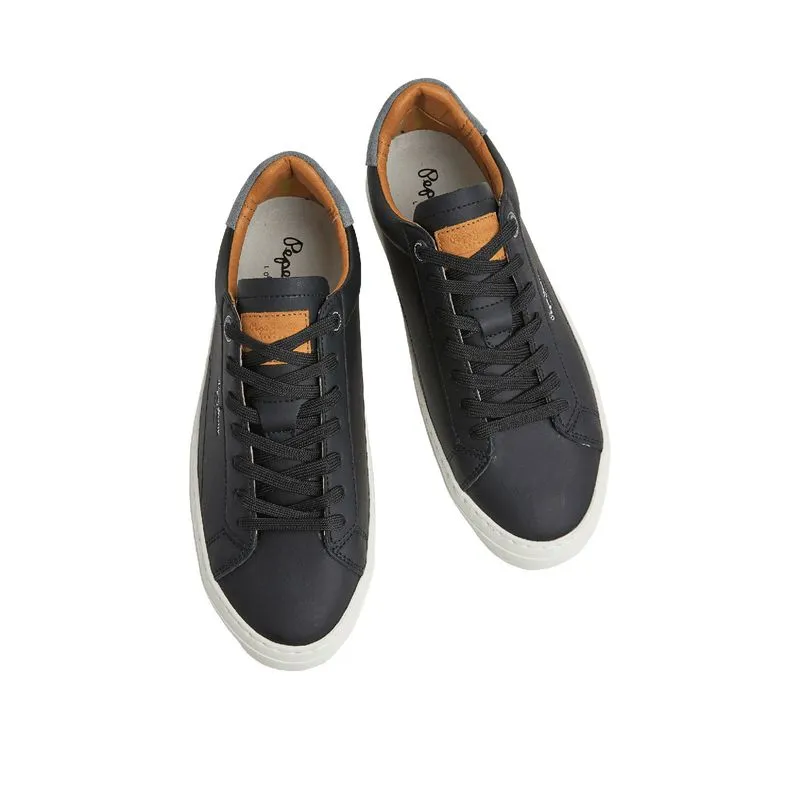 TENIS PEPE JEANS HOMBRE YOGI ORIGINAL 23 NEGRO  BLANCO