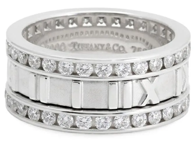 Tiffany & Co Anillo de banda de oro blanco K18WG Tiffany Atlas 