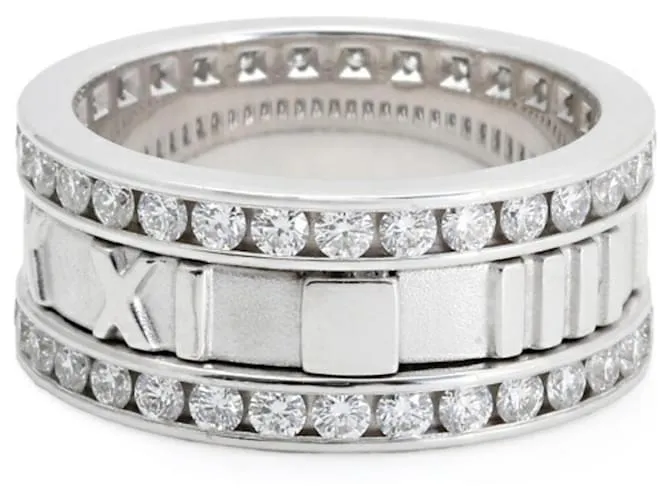 Tiffany & Co Anillo de banda de oro blanco K18WG Tiffany Atlas 