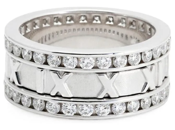 Tiffany & Co Anillo de banda de oro blanco K18WG Tiffany Atlas 