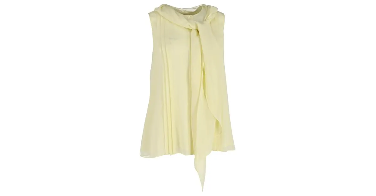 Top tipo bufanda sin mangas Max Mara en seda amarilla Amarillo 