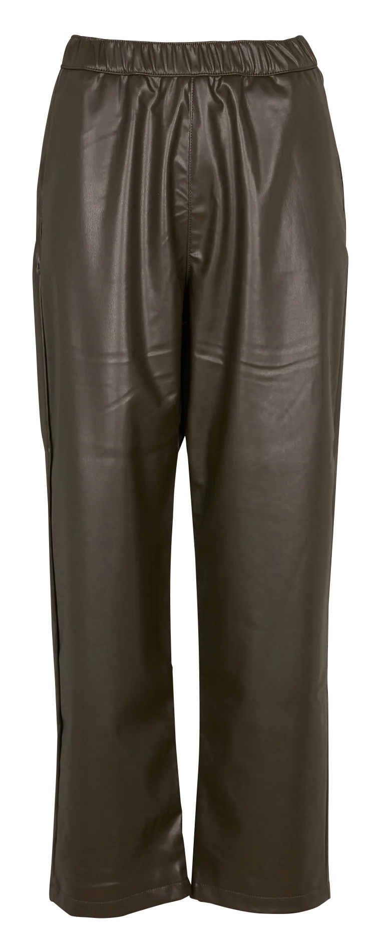VENISE  PANTALóN RECTO EFECTO PIEL EN CAQUI