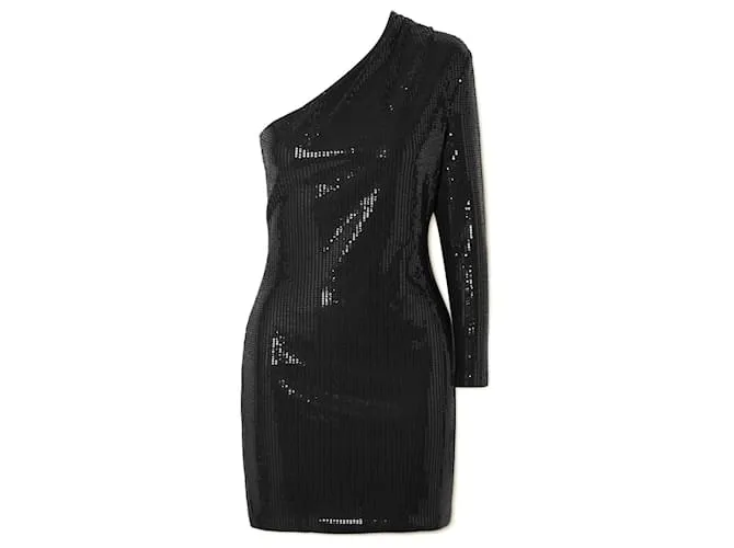 Vestido corto asimétrico con lentejuelas Zuri de Solace London Negro 