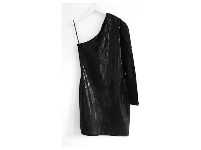Vestido corto asimétrico con lentejuelas Zuri de Solace London Negro 