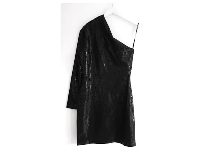 Vestido corto asimétrico con lentejuelas Zuri de Solace London Negro 