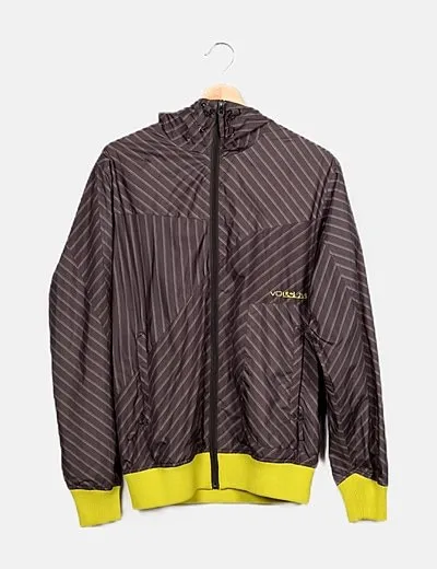 Volcom Chaqueta impermeable verde rayas