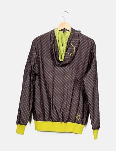 Volcom Chaqueta impermeable verde rayas