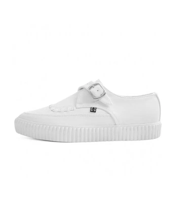 Zapatos blancos TUK Shoes White Monk Buckle Pointed Creeper Sneaker A9281