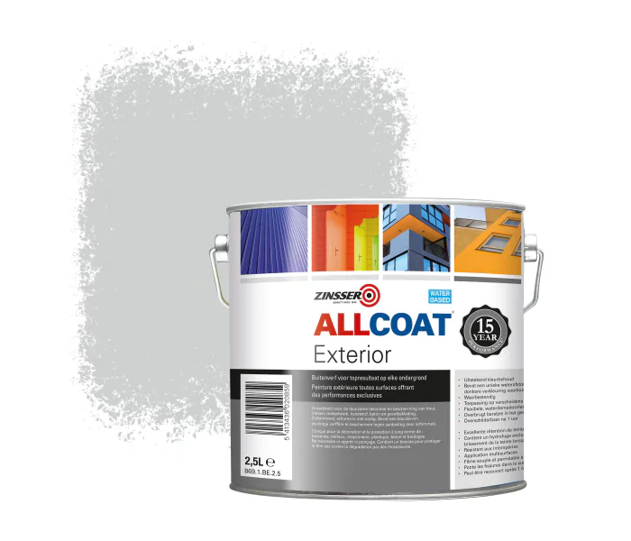 ZINSSER ALLCOAT PINTURA EXTERIOR PARA PAREDES RAL 7047 GRIS TELE 4  2,5 LITRO